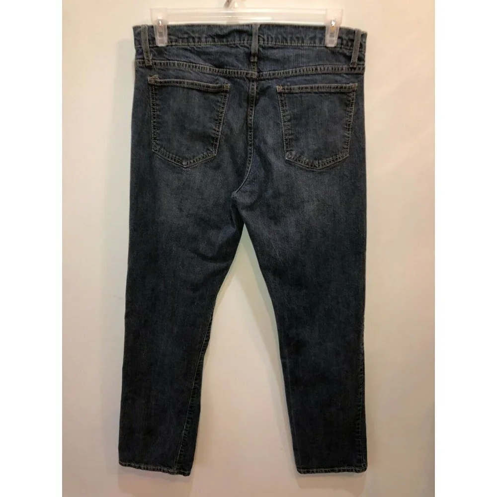 Faded Glory Mens 34 (36) x 32 Medium Wash Blue Pockets Straight Leg Denim Jeans